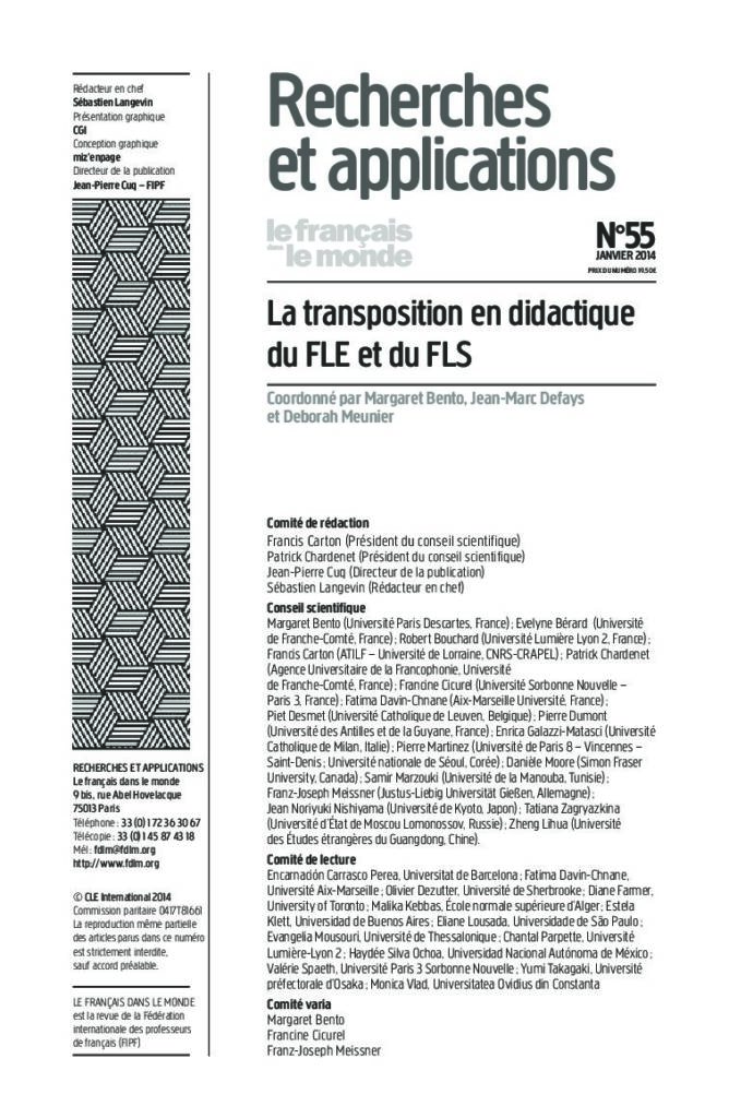 La transposition en didactique du FLE et du FLS 55
